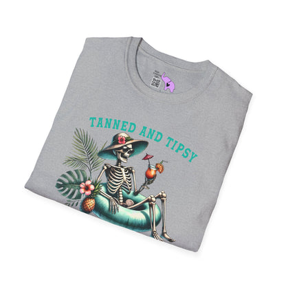 Tanned & Tipsy Skeleton Adult T-shirt