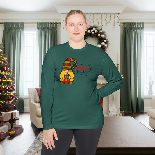 Merry Christmas Girl Gnome Adult Long Sleeve Tee