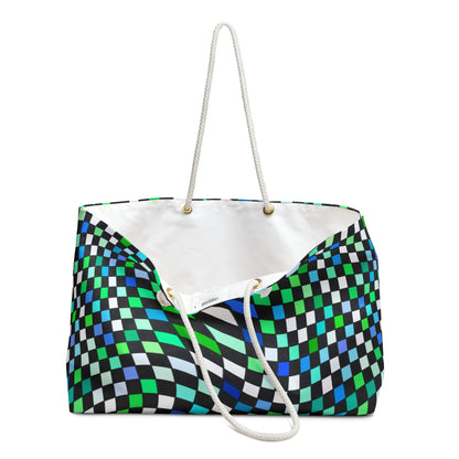 Warped Green Checkered Weekender Bag