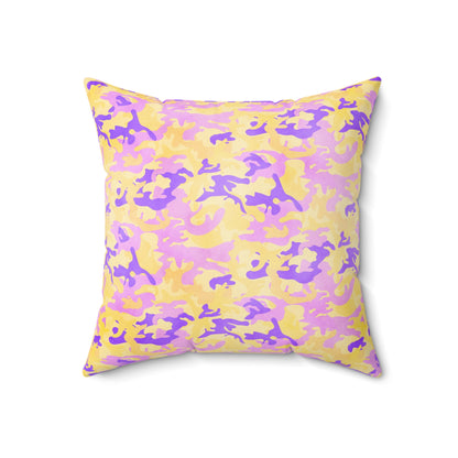 Peach Sorbet Camo Throw Pillow