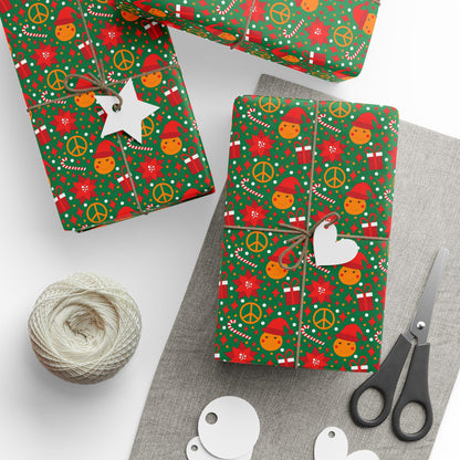 Smiley Face/Santa Hat/Poinsettia Christmas Wrapping Paper