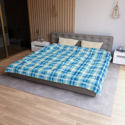 Ocean Sunset Plaid Microfiber Duvet Cover