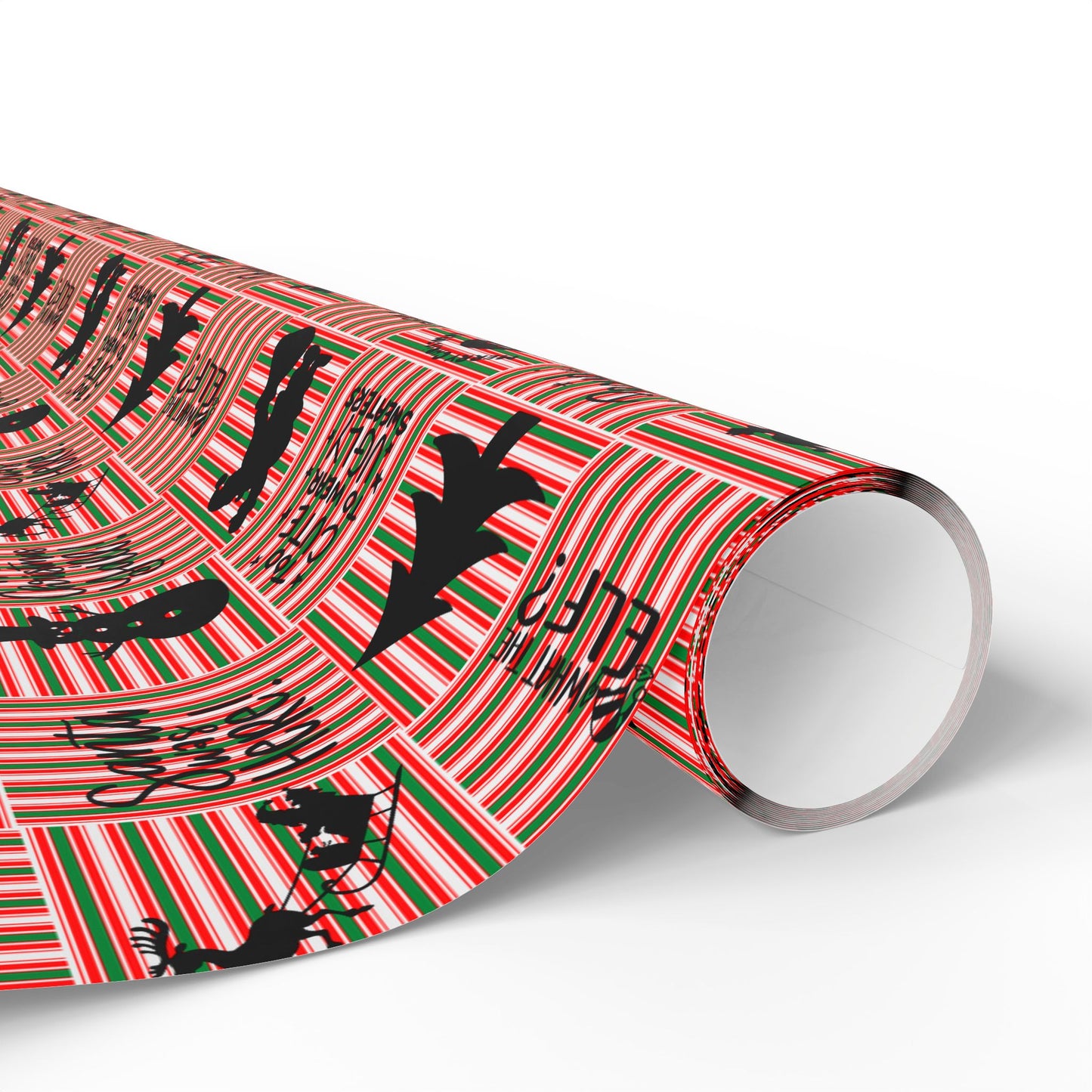 Christmas Quotes and Shapes Striped Wrapping Paper