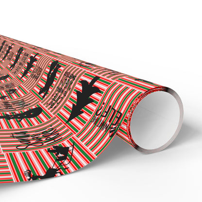 Christmas Quotes and Shapes Striped Wrapping Paper