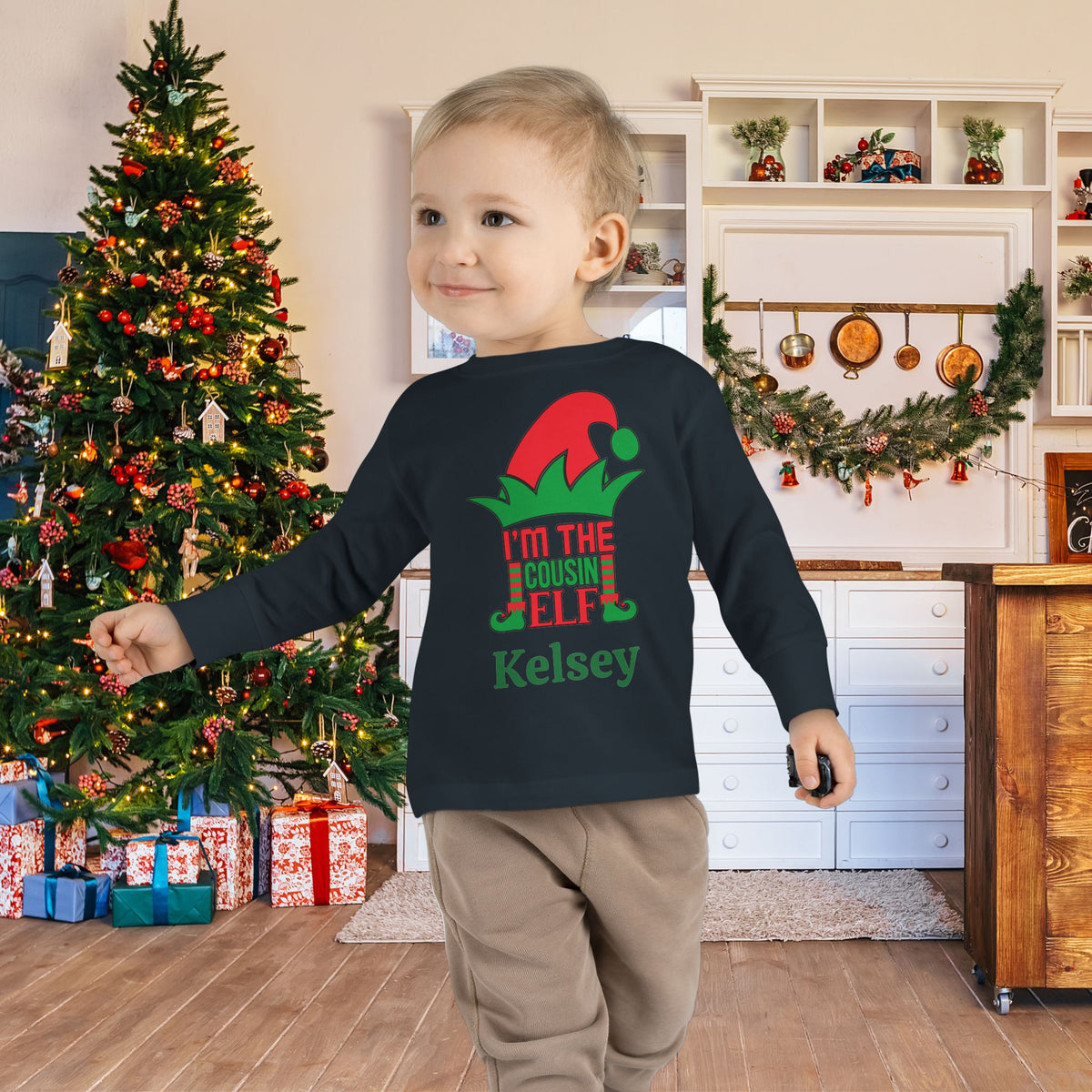 I'm The Cousin Elf Personalized Toddler Long Sleeve Tee