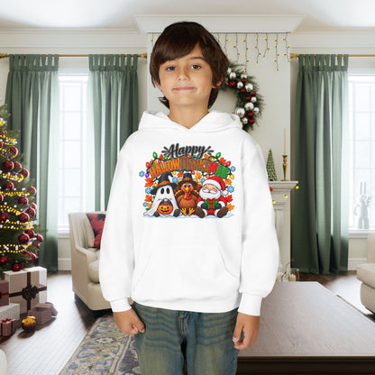 Happy Hallowthanksmas (String Lights) Youth Hoodie