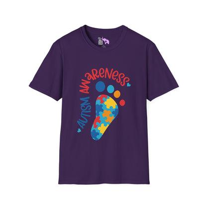 Autism Awarness (Footprint) Adult T-shirt