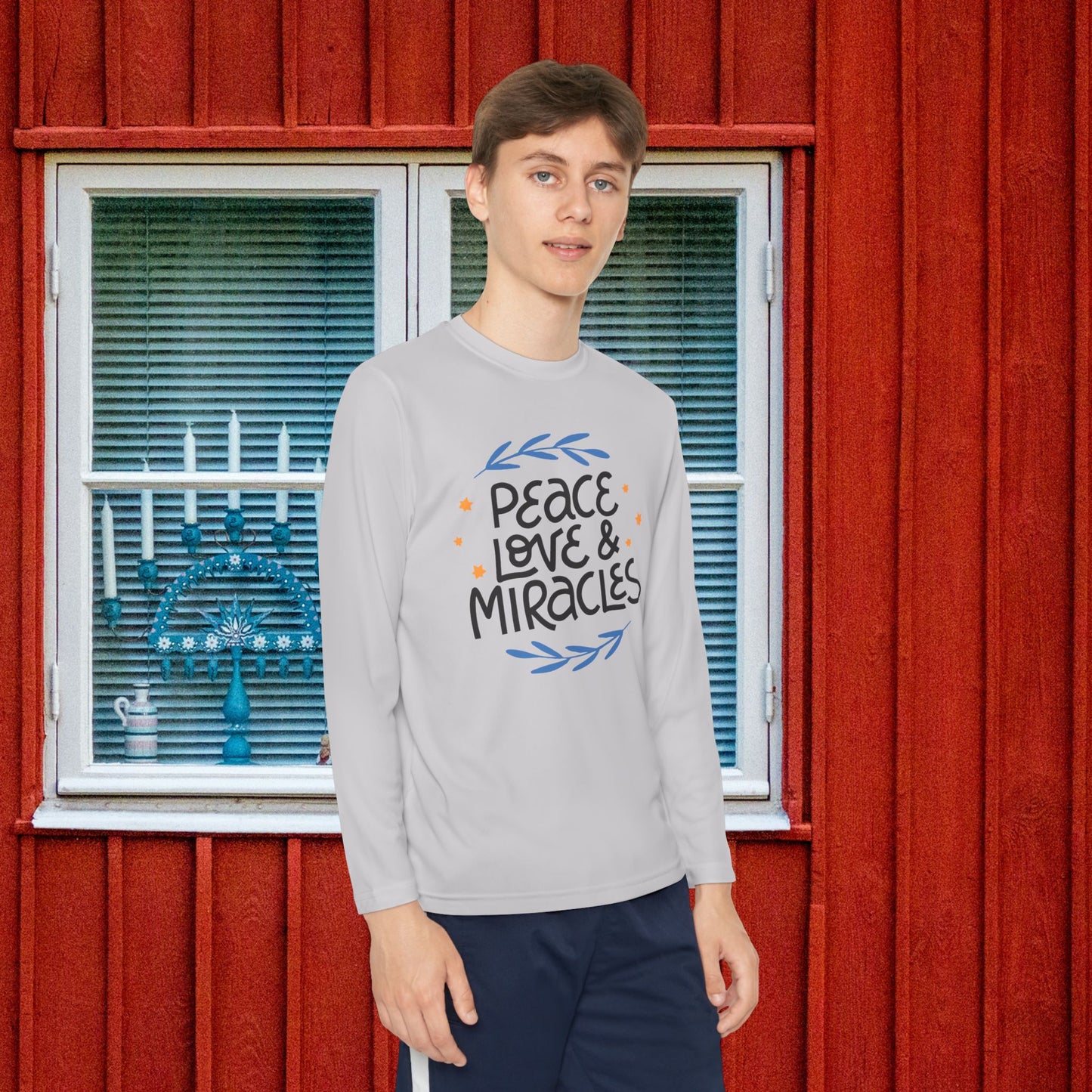 Hanukkah Peace Love & Miracles 2 Youth Long Sleeve Tee