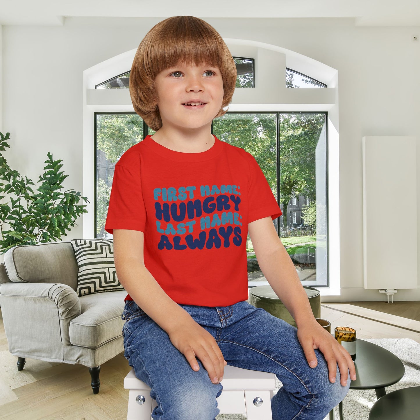 First Name: Hungry Last Name: Always Heavy Cotton™ Toddler T-shirt