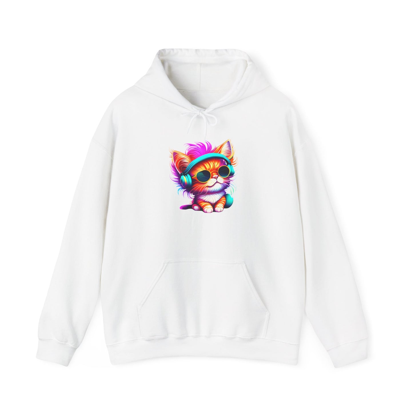 Cool Kitty w/Headphones Heavy Blend™ Hooded Sweatshirt