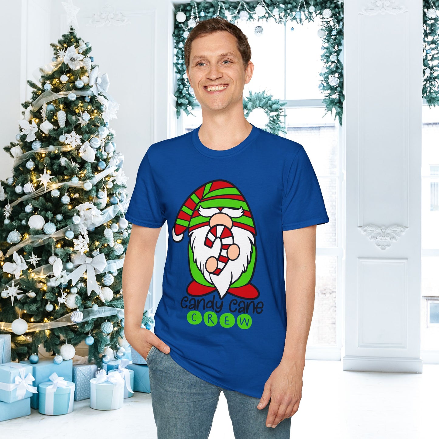 Candy Cane Crew Gnome Adult T-shirt