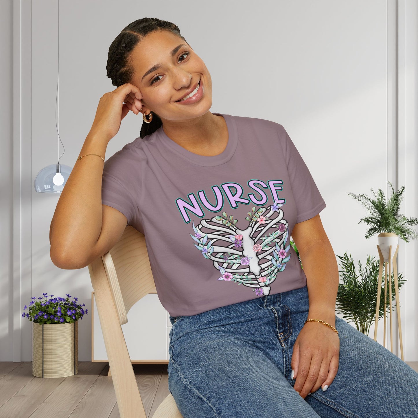 Nurse (Ribs & Flowers) Adult T-shirt