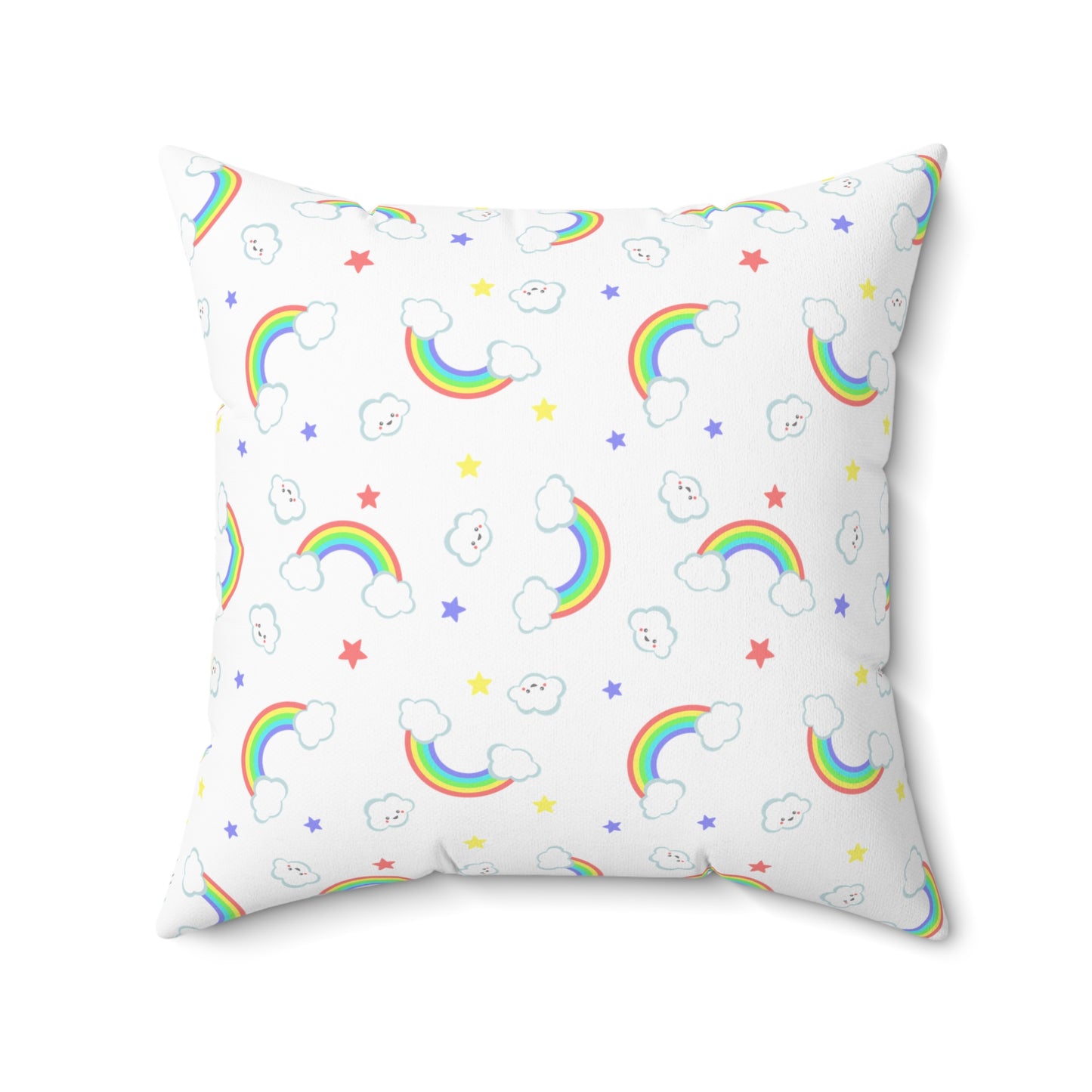 Rainbow Smiles & Stars Throw Pillow