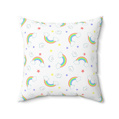 Rainbow Smiles & Stars Throw Pillow