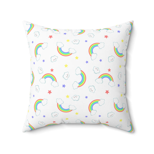 Rainbow Smiles & Stars Throw Pillow
