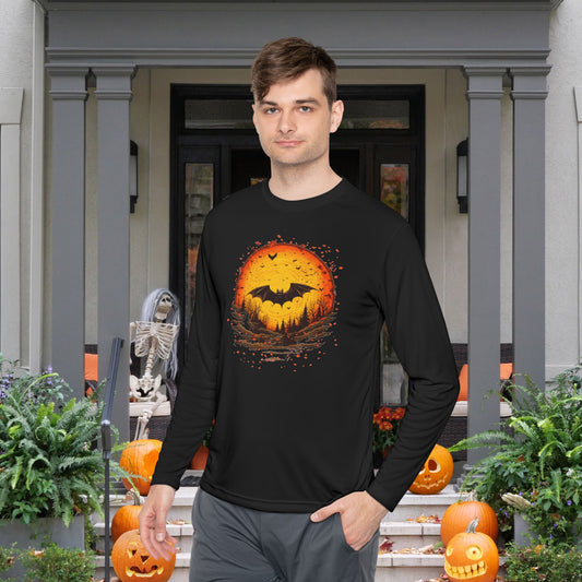 Creepy Bats Over Moon 6 Adult Long Sleeve Tee