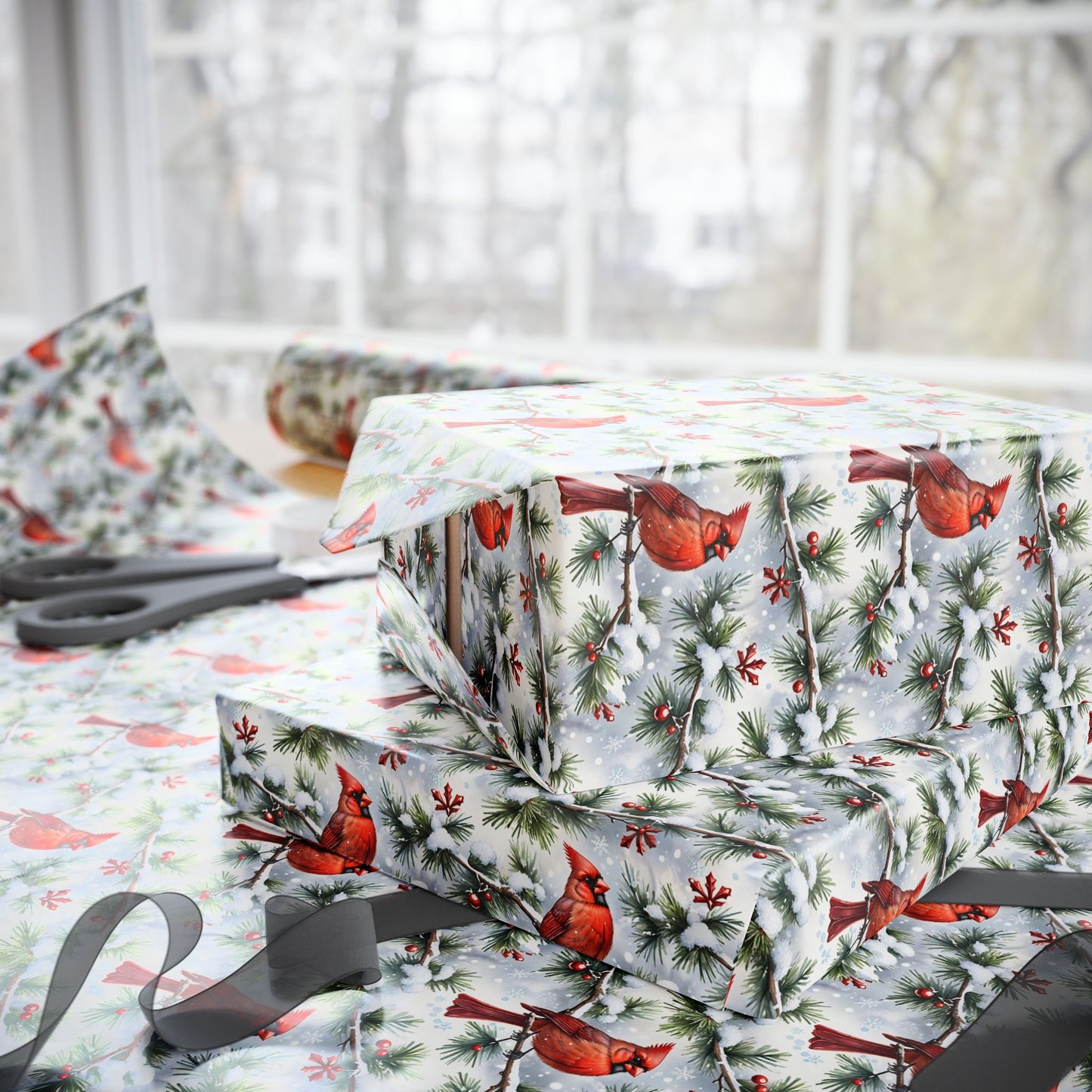 Cardinal Winter Elegance Wrapping Paper