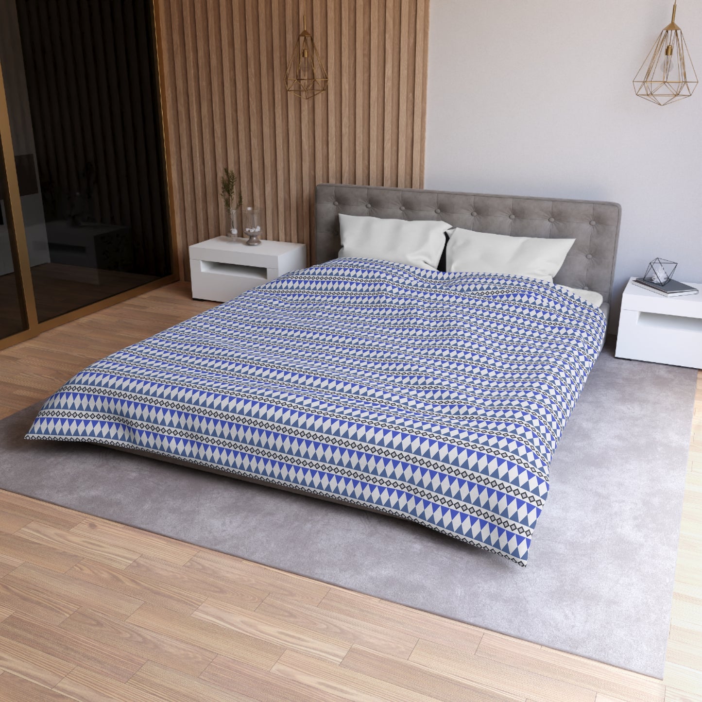 Sapphire Cairn Stripes Microfiber Duvet Cover