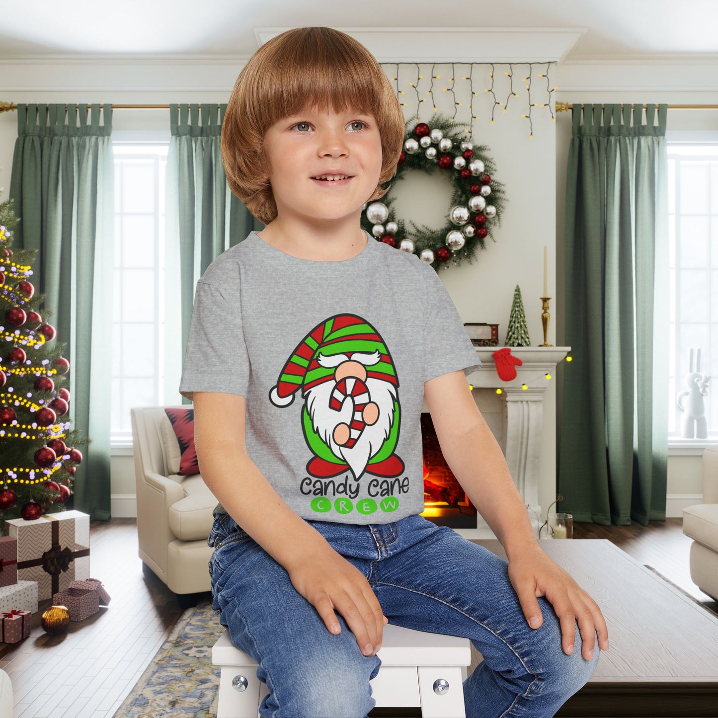 Candy Cane Crew Gnome Heavy Cotton™ Toddler T-shirt