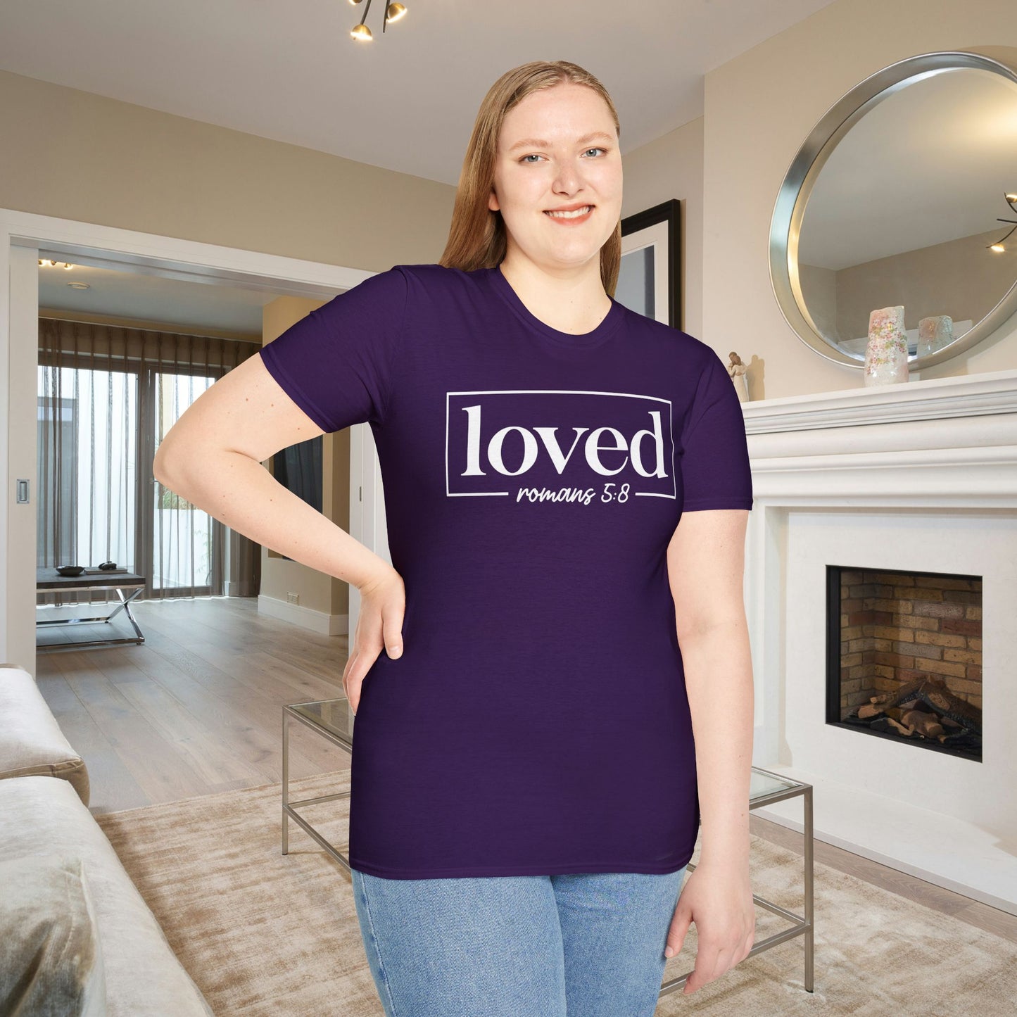 Loved Romans 5:8 Adult T-shirt