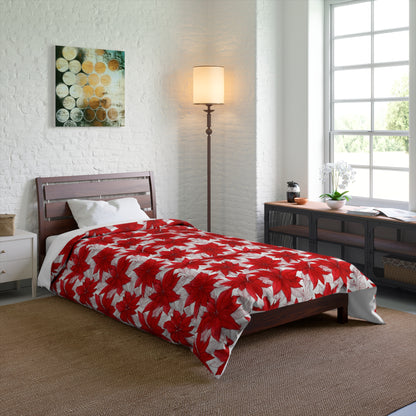 Crimson Poinsettia Sketch Basic Bedding Set