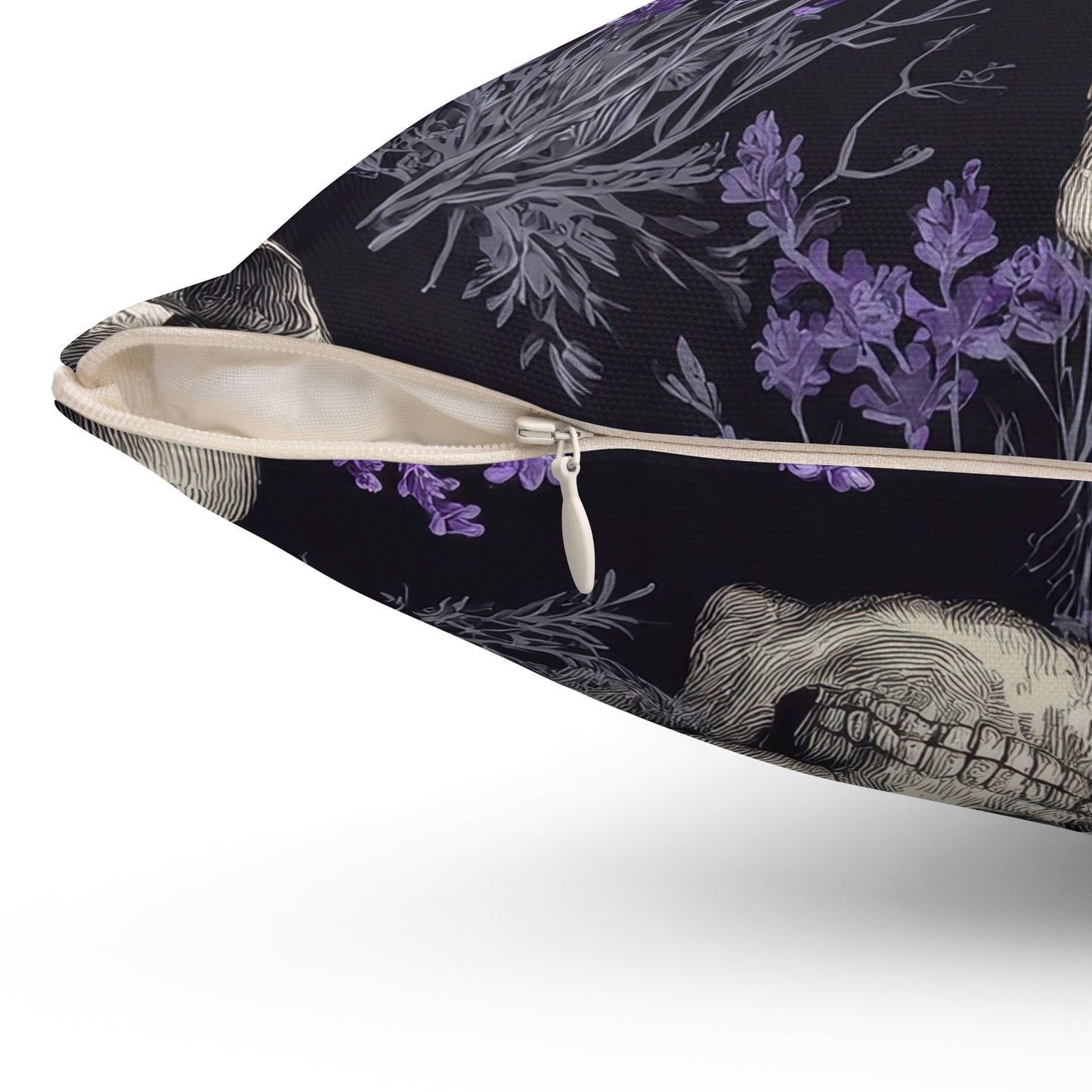 Midnight Lavender Skulls Throw Pillow