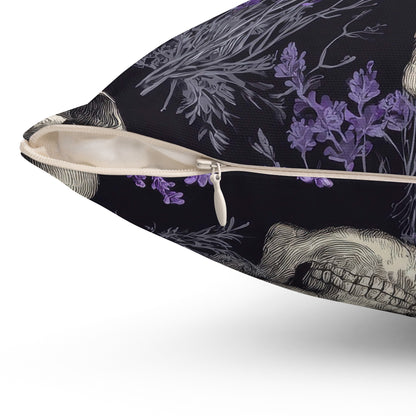 Midnight Lavender Skulls Throw Pillow
