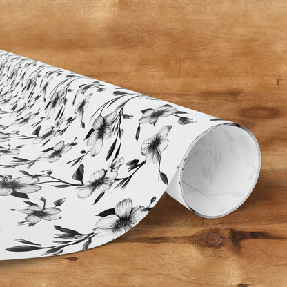 Black & White Five Petal Floral Gift Wrap for All Occasions
