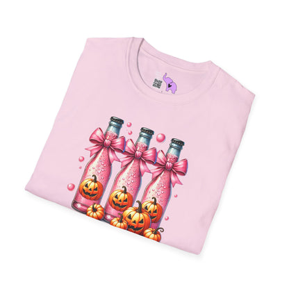 Pink Fizzy Drink w/Pumpkins Adult T-shirt