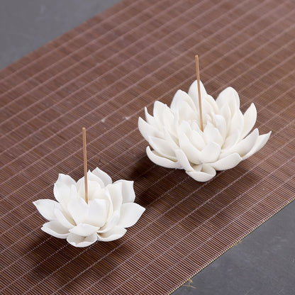 White Lotus Porcelain Stick Incense Burner