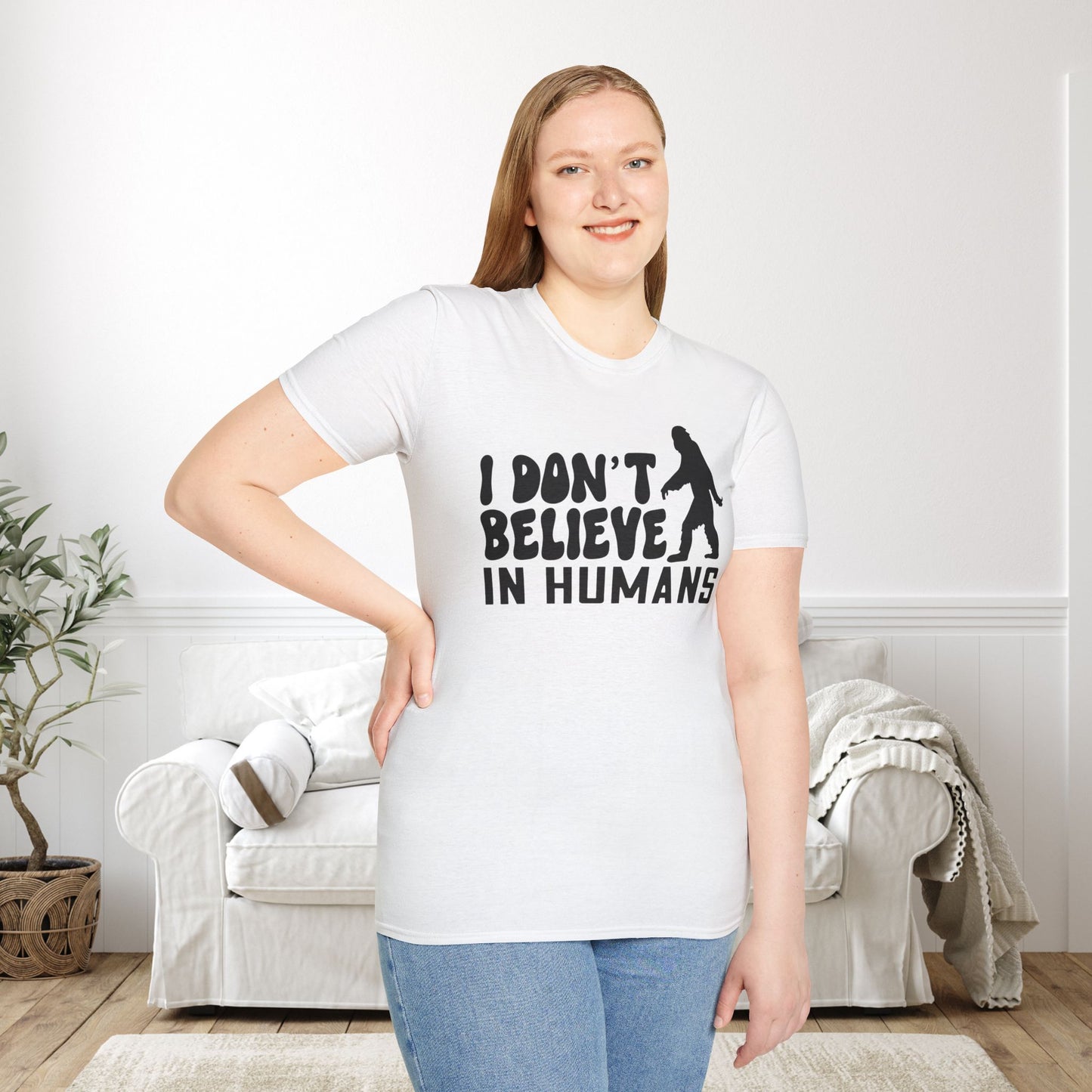 Bigfoot: I Don't Believe In Humans Adult T-shirt