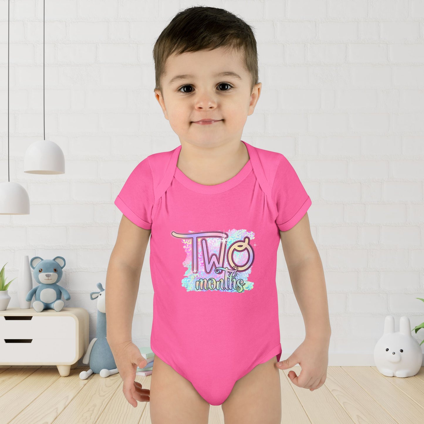 Pastel Wild One Milestone Baby Bodysuit-Two Months