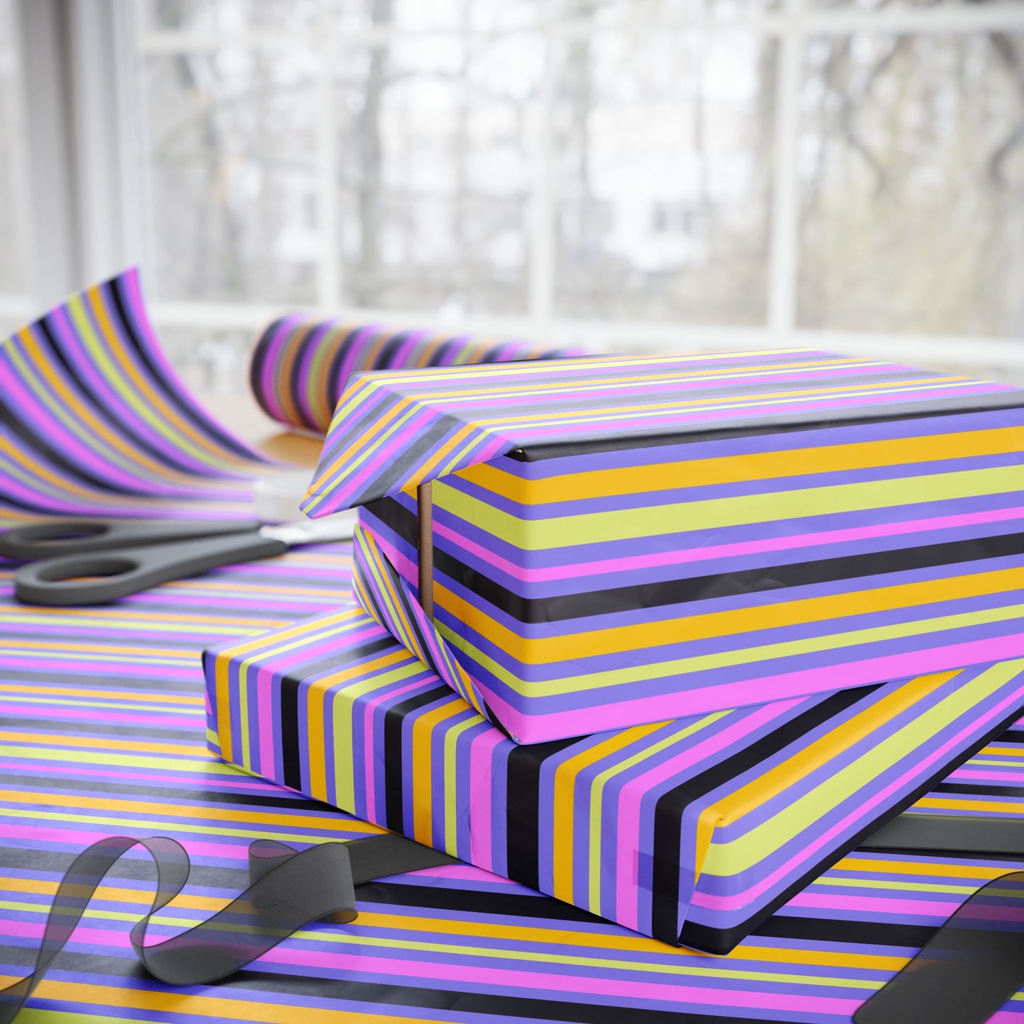 Midnight Pop Stripes Gift Wrap