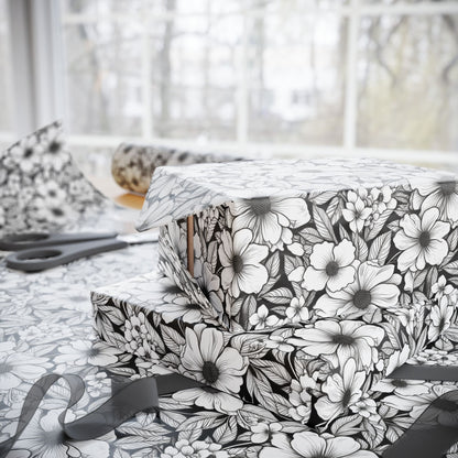 Black & White Forget-Me-Nots Gift Wrap for All Occasions