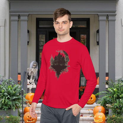 Halloween Haunted House Adult Long Sleeve Tee