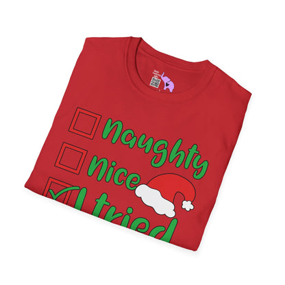 Naughty; Nice; I Tried Crew Adult T-shirt