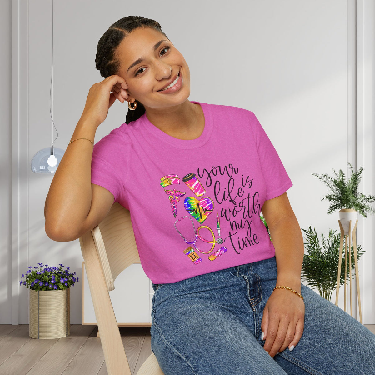 Your Life Is Worth My Time (Nurse) Adult T-shirt