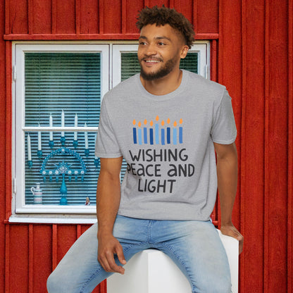 Hanukkah Wishing Peace & Light Adult T-shirt
