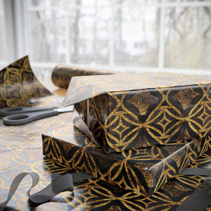 Golden Star Lattice Wrapping Paper