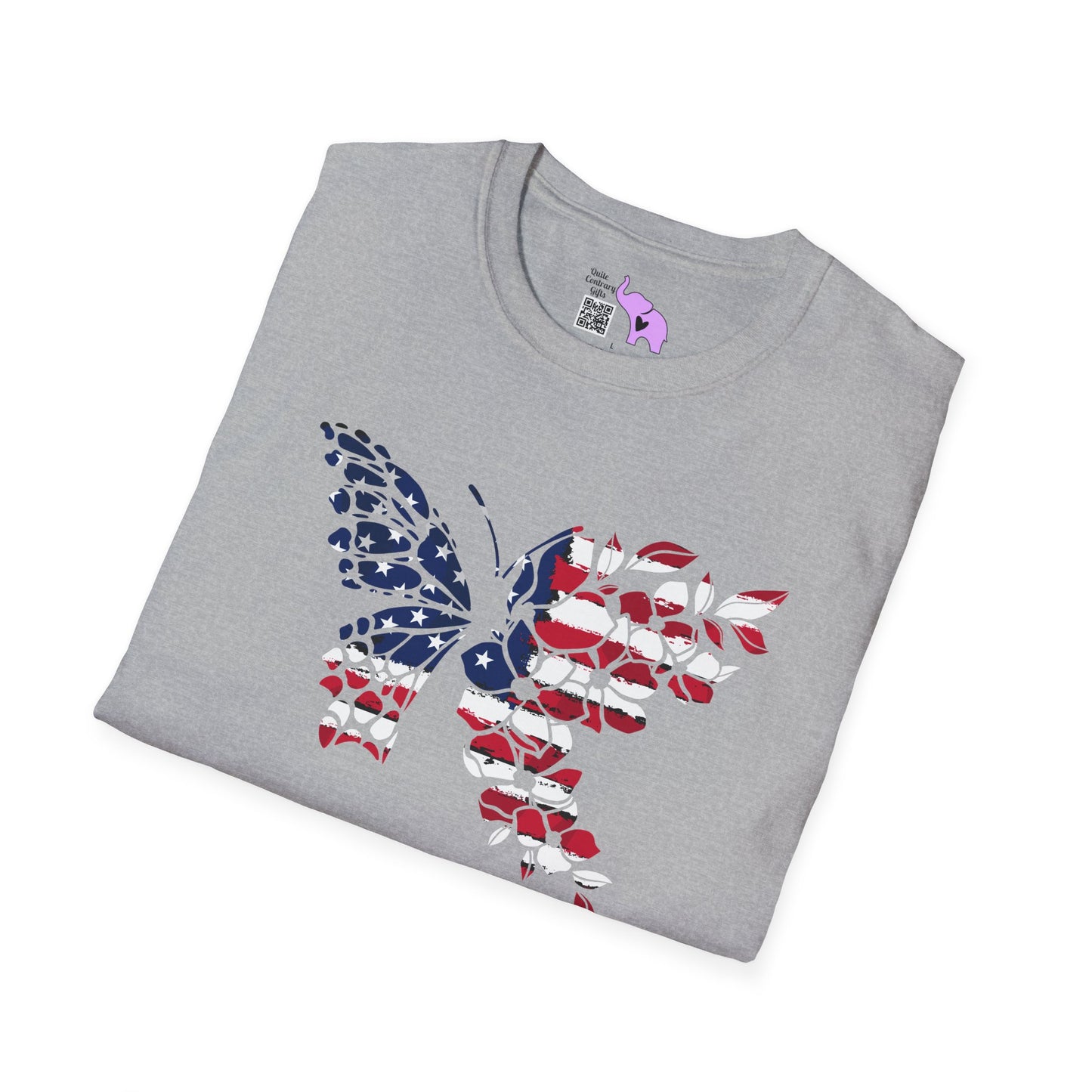 American Flag Butterfly Adult T-shirt