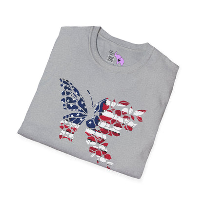 American Flag Butterfly Adult T-shirt