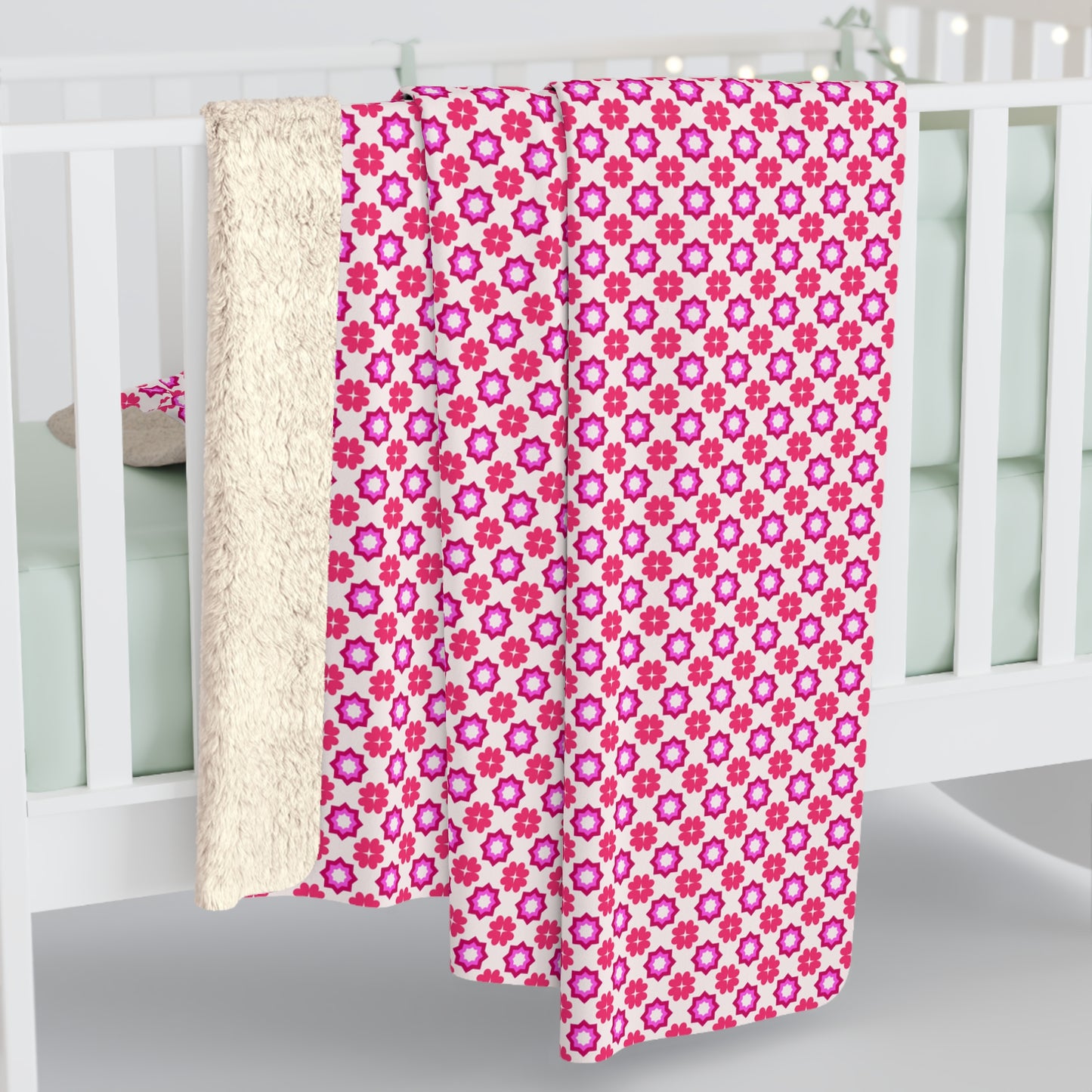 Rosy Star Garden Fleece Blanket