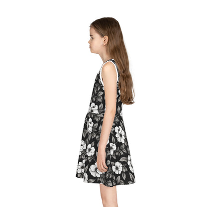 Black & White Daisies Girls' Sleeveless Sundress