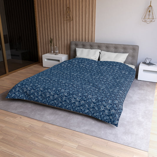Blue Hexagons Duvet Bedding Set