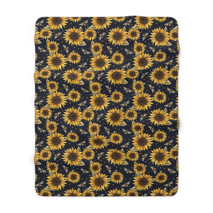 Sunflowers & Bees Sherpa Fleece Blanket