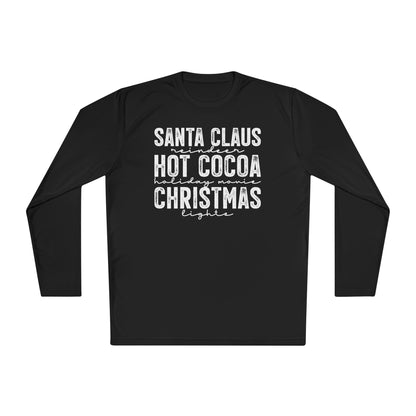 Santa Claus Hot Cocoa Christmas Adult Long Sleeve Tee