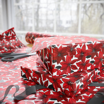 Inked Poinsettias Wrapping Paper