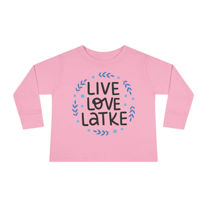 Hanukkah Live Love Latke Toddler Long Sleeve Tee