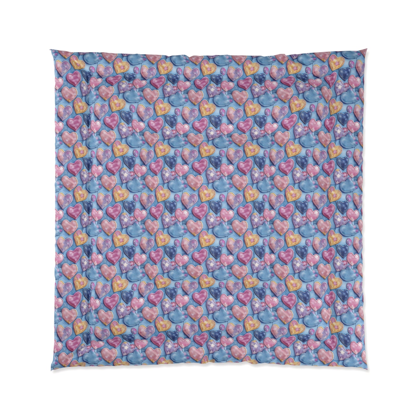 Color Pop Stitched Hearts Basic Bedding Set