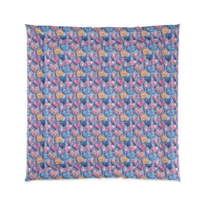 Color Pop Stitched Hearts Basic Bedding Set